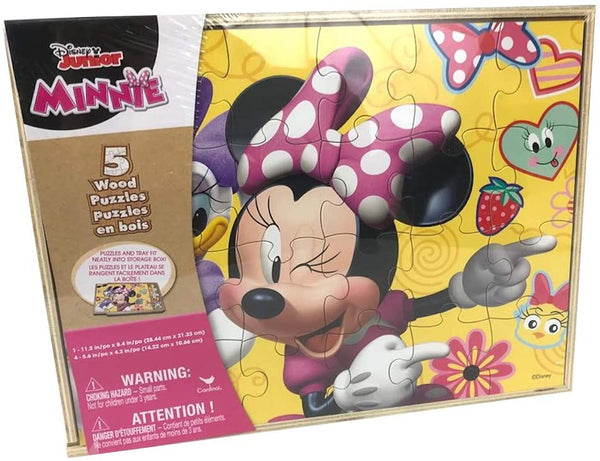 Pacote 5 Puzzles De Madeira Minnie Disney 24 peças