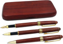 Caneta tinteiro Wooden 3 canetas de madeira com estojo para presente/Caneta-tinteiro, caneta esferográfica e caneta gel de alta qualidade com refis de tinta, canetas promocionais de design exclusivo para negócios - DELUE EDITION