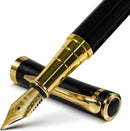 Caneta tinteiro Fintanix com ponta fina | Acabamento preto luxuoso, fluxo de tinta suave, conjunto completo com cartuchos de tinta, conversor e estojo- DELUE EDITION