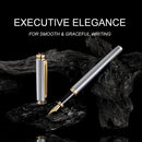 caneta tinteiro HDDNB de luxo prateada para homens e mulheres com estojo de presente, acabamento em ouro 24 quilates e pena dourada (extrafina), com 5 cartuchos de tinta preta e conversor- DELUXE EDITION