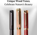 Caneta Tinteiro de Luxo Ellington Pens em Madeira – Ponta Média – Inclui 6 Cartuchos de Tinta, Estojo de Madeira para Presente, Conversor de Tinta – Caneta de Madeira para Escrita, Caligrafia, Diário e Desenho (Rosewood Radiance)