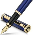 Caneta-tinteiro BEILUNER Azul, Canetas de Luxo Deslumbrantes com Acabamento em Ouro 24K, Linda Pena Dourada em Ouro 24K (Fina), Caneta Confiável para Presentear Homens e Mulheres - Conversor de Tinta - Elegante, Formatura, Ótima Caneta para Escrita