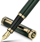Caneta tinteiro Beiluner verde de corrida, canetas de luxo deslumbrantes com acabamento em ouro 24K, linda ponta dourada 24K (fina), presente confiável para homens e mulheres - DELUXE EDITION