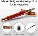 Caneta Tinteiro de Luxo Ellington Pens em Madeira – Ponta Média – Inclui 6 Cartuchos de Tinta, Estojo de Madeira para Presente, Conversor de Tinta – Caneta de Madeira para Escrita, Caligrafia, Diário e Desenho (Rosewood Radiance)