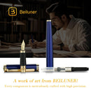 Caneta-tinteiro BEILUNER Azul, Canetas de Luxo Deslumbrantes com Acabamento em Ouro 24K, Linda Pena Dourada em Ouro 24K (Fina), Caneta Confiável para Presentear Homens e Mulheres - Conversor de Tinta - Elegante, Formatura, Ótima Caneta para Escrita