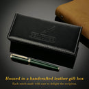 Caneta tinteiro Beiluner verde de corrida, canetas de luxo deslumbrantes com acabamento em ouro 24K, linda ponta dourada 24K (fina), presente confiável para homens e mulheres - DELUXE EDITION