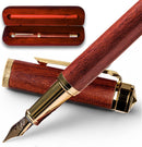 Caneta Tinteiro de Luxo Ellington Pens em Madeira – Ponta Média – Inclui 6 Cartuchos de Tinta, Estojo de Madeira para Presente, Conversor de Tinta – Caneta de Madeira para Escrita, Caligrafia, Diário e Desenho (Rosewood Radiance)