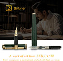 Caneta tinteiro Beiluner verde de corrida, canetas de luxo deslumbrantes com acabamento em ouro 24K, linda ponta dourada 24K (fina), presente confiável para homens e mulheres - DELUXE EDITION