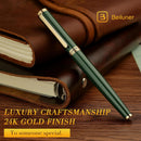 Caneta tinteiro Beiluner verde de corrida, canetas de luxo deslumbrantes com acabamento em ouro 24K, linda ponta dourada 24K (fina), presente confiável para homens e mulheres - DELUXE EDITION