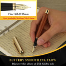 Caneta tinteiro BEILUNER 316, deslumbrante jacarandá luxuosa, ponta dourada 24K (fina), lindo acabamento em ouro 24K, conversor de tinta, bom presente para homens e mulheres - elegantes, executivas- DELUXE EDITION