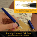 Caneta-tinteiro BEILUNER Azul, Canetas de Luxo Deslumbrantes com Acabamento em Ouro 24K, Linda Pena Dourada em Ouro 24K (Fina), Caneta Confiável para Presentear Homens e Mulheres - Conversor de Tinta - Elegante, Formatura, Ótima Caneta para Escrita
