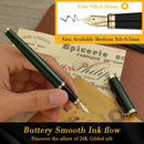 Caneta tinteiro Beiluner verde de corrida, canetas de luxo deslumbrantes com acabamento em ouro 24K, linda ponta dourada 24K (fina), presente confiável para homens e mulheres - DELUXE EDITION