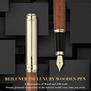 Caneta tinteiro BEILUNER 316, deslumbrante jacarandá luxuosa, ponta dourada 24K (fina), lindo acabamento em ouro 24K, conversor de tinta, bom presente para homens e mulheres - elegantes, executivas- DELUXE EDITION
