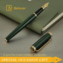Caneta tinteiro Beiluner verde de corrida, canetas de luxo deslumbrantes com acabamento em ouro 24K, linda ponta dourada 24K (fina), presente confiável para homens e mulheres - DELUXE EDITION