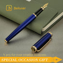 Caneta-tinteiro BEILUNER Azul, Canetas de Luxo Deslumbrantes com Acabamento em Ouro 24K, Linda Pena Dourada em Ouro 24K (Fina), Caneta Confiável para Presentear Homens e Mulheres - Conversor de Tinta - Elegante, Formatura, Ótima Caneta para Escrita
