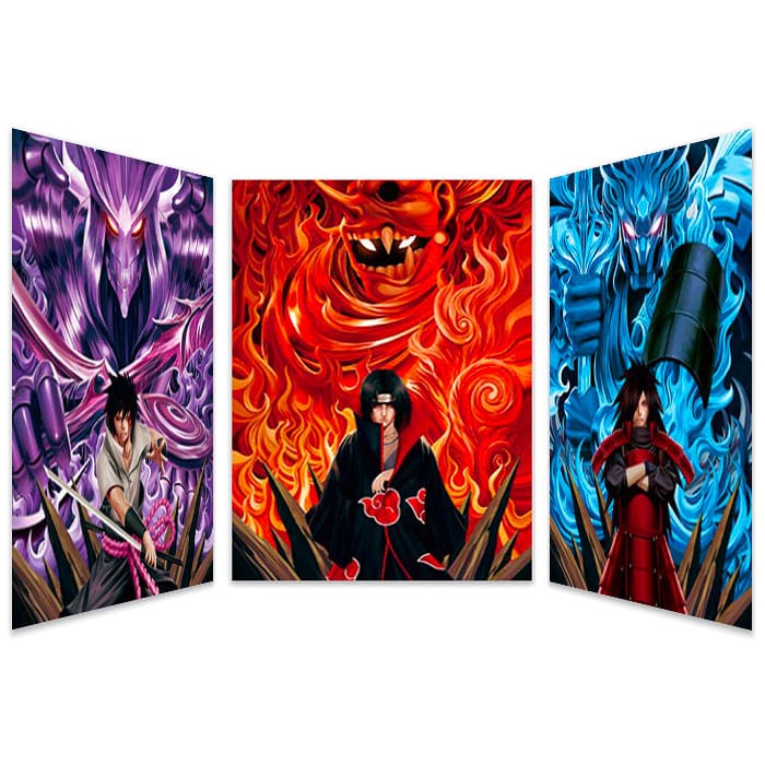 QUADRO DECORATIVO 3D SASSUKE ITASHI MADARA - NOVO