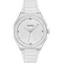 RELÓGIO EM ALUMÍNIO BRANCO COM MOSTRADOR COM TEXTURA DE LOGÓTIPO- HUGO BOSS