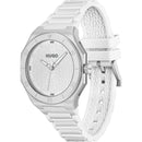 RELÓGIO EM ALUMÍNIO BRANCO COM MOSTRADOR COM TEXTURA DE LOGÓTIPO- HUGO BOSS
