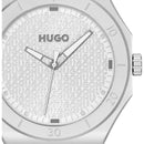 RELÓGIO EM ALUMÍNIO BRANCO COM MOSTRADOR COM TEXTURA DE LOGÓTIPO- HUGO BOSS