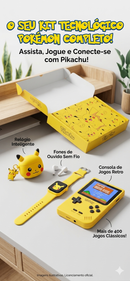 Kit Temático - relógio, auscultadores, consola Sup - Pikachu