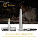 Caneta BEILUNER Conjunto de canetas-tinteiro de luxo, ponta fina dourada sólida 24K, corpo de aço inoxidável prateado - DELUXE EDITION