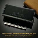 Caneta BEILUNER Conjunto de canetas-tinteiro de luxo, ponta fina dourada sólida 24K, corpo de aço inoxidável prateado - DELUXE EDITION