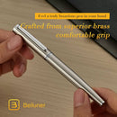 Caneta BEILUNER Conjunto de canetas-tinteiro de luxo, ponta fina dourada sólida 24K, corpo de aço inoxidável prateado - DELUXE EDITION