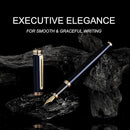 Caneta tinteiro HDDNB azul de luxo para homens e mulheres com caixa de presente, acabamento dourado 24K e ponta dourada (média) com 5 cartuchos de tinta preta e conversor- DELUXE EDITION