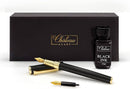 Caneta tinteiro Château  de caligrafia exclusiva, preta, pontas finas e de caligrafia, 10 cartuchos de tinta, frasco de tinta e conversor | Presente de escrita para iniciantes- DELUXE EDITION