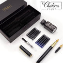 Caneta tinteiro Château  de caligrafia exclusiva, preta, pontas finas e de caligrafia, 10 cartuchos de tinta, frasco de tinta e conversor | Presente de escrita para iniciantes- DELUXE EDITION