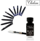 Caneta tinteiro Château  de caligrafia exclusiva, preta, pontas finas e de caligrafia, 10 cartuchos de tinta, frasco de tinta e conversor | Presente de escrita para iniciantes- DELUXE EDITION