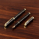 CANETA TINTEIRO TEXTURIZADA DOURADA COM CAIXA PRESENTE