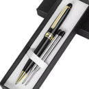 CANETA ESFEROGRÁFICA PRETA COM CLIPE DOURADO COM CAIXA PRESENTE