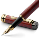 Caneta tinteiro Wordsworth & Black, madeira de bambu de luxo - ponta média, estojo de presente; inclui 6 cartuchos de tinta, conversor de refil de tinta, diário, caligrafia; desenho - DELUXE EDITION