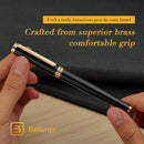 Caneta tinteiro BEILUNER preta, canetas de luxo deslumbrantes com detalhes em ouro 24K, linda ponta dourada 24K (fina), caneta de presente confiável para homens e mulheres - conversor de tinta - DELUXE EDITION
