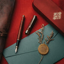 Caneta tinteiro Wordsworth & Black, madeira de bambu de luxo - ponta média, estojo de presente; inclui 6 cartuchos de tinta, conversor de refil de tinta, diário, caligrafia; desenho - DELUXE EDITION