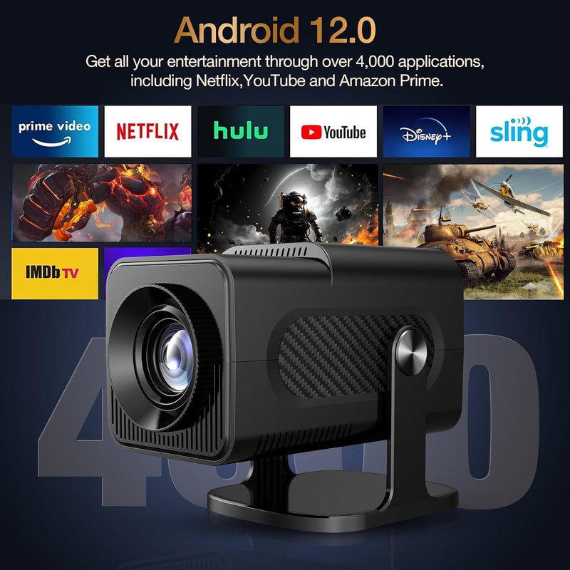 Projetor portátil Wownect HY320 Mini Andorid com console de jogos 2 em 1 - NOVO