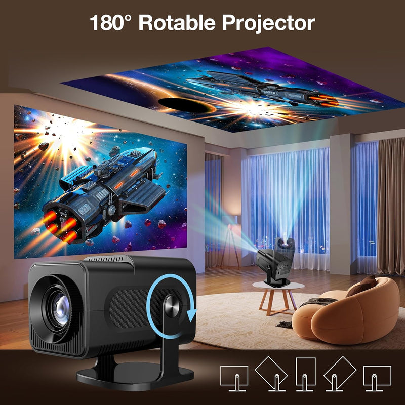 Projetor portátil Wownect HY320 Mini Andorid com console de jogos 2 em 1 - NOVO