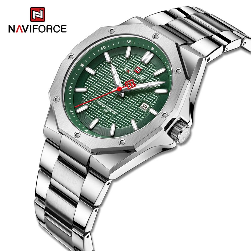 RELÓGIO MASCULINO NAVIFORCE Moda Impermeável De Aço Inoxidável Polígono Vogue