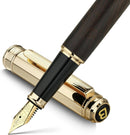 Caneta tinteiro BEILUNER 316, deslumbrante madeira preta luxuosa, ponta dourada 24K (fina), lindo acabamento em ouro 24K, conversor de tinta, presente chique para homens e mulheres - elegante - DELUXE EDITION