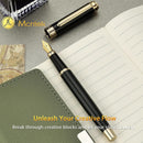 Caneta tinteiro MCNTEIK 317, deslumbrante laca de piano luxuosa, ponta dourada 18K (média), lindo acabamento em ouro 24K, conversor de tinta, presente confiável para homens e mulheres - elegante - DELUXE EDITION