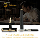 Caneta tinteiro BEILUNER preta, canetas de luxo deslumbrantes com detalhes em ouro 24K, linda ponta dourada 24K (fina), caneta de presente confiável para homens e mulheres - conversor de tinta - DELUXE EDITION