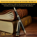 Caneta tinteiro BEILUNER preta 315, canetas de luxo deslumbrantes com detalhes em ouro 24K, linda ponta dourada 24K (fina), conversor de tinta, presente chique para homens e mulheres - DELUXE EDITION