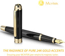 Caneta tinteiro MCNTEIK 317, deslumbrante laca de piano luxuosa, ponta dourada 18K (média), lindo acabamento em ouro 24K, conversor de tinta, presente confiável para homens e mulheres - elegante - DELUXE EDITION