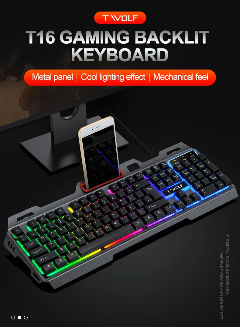 TECLADO GAMER T-WOLF T16 - NOVO