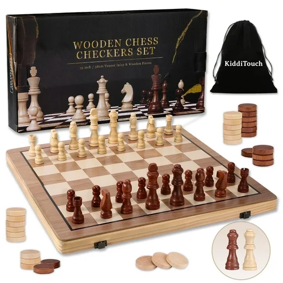 JOGO DE TABULEIRO XADREZ  MAGNÉTICO 38cm de madeira - NOVO