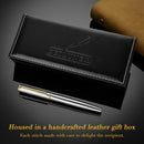 Caneta tinteiro BEILUNER cromada prateada, luxo deslumbrante com detalhes em ouro 24K, linda ponta dourada 24K (média), caneta elegante para presente para homens e mulheres - conversor de tinta - DELUXE EDITION