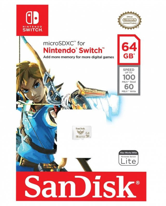 Cartão Memória SANDISK 64GB Micro SDXC Triforce Zelda NINTENDO Switch