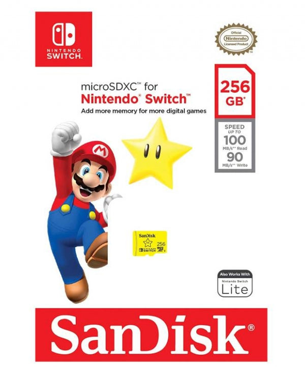 Cartão Memória SANDISK 256GB Micro SDXC Super Star NINTENDO Switch