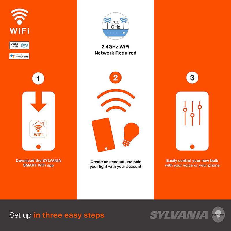 Lâmpada Inteligente LED SYLVANIA Wifi DE CORES REGULAVEIS Compatível COM Alexa e Google- NOVO Hom